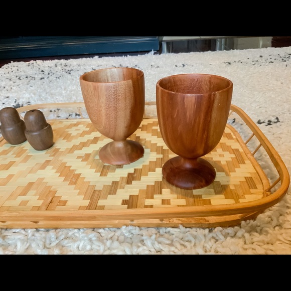 SOLD Vintage Wooden Wine Goblets - Picture 2 of 7
